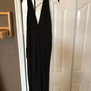 Black  Deep V plunge petit Jumpsuit dress